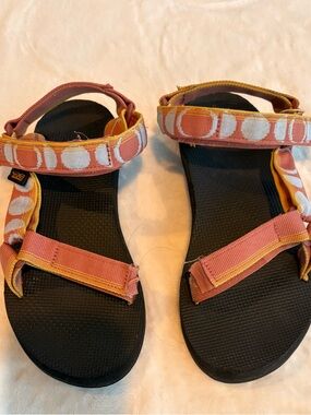 Teva Open-Toe Sport Sandals in Coral and light blue